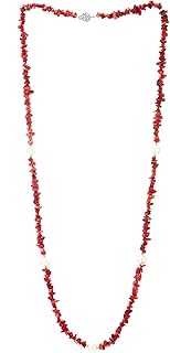 Coral and Pearl Beaded Necklace for Parties and Prom