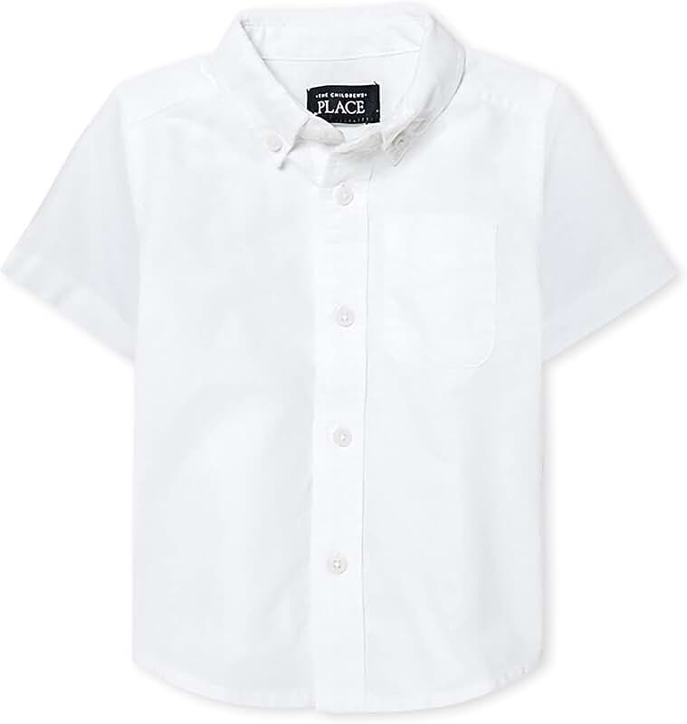 Baby Boys Short Sleeve Oxford Shirt, White, 5T