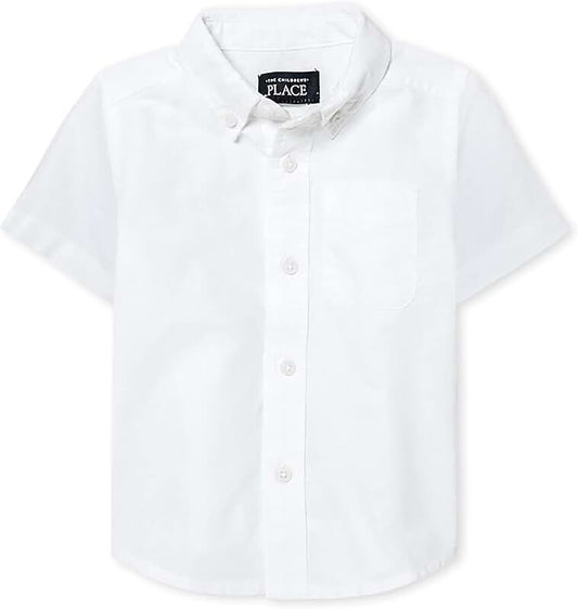 Baby Boys Short Sleeve Oxford Shirt, White, 5T