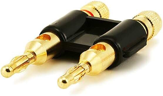 Dual 24k Gold Plated Speaker Banana Plugs in Black