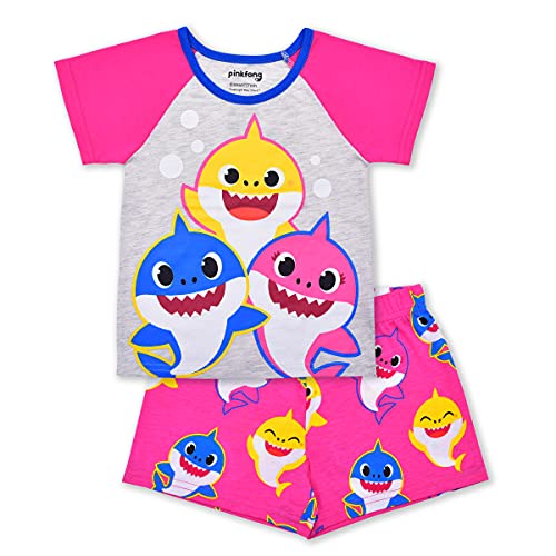 s Baby Shark 2 Pack Short Sleeves Tee and Shorts Set for Girls, Outfit Bundle, Size 2T