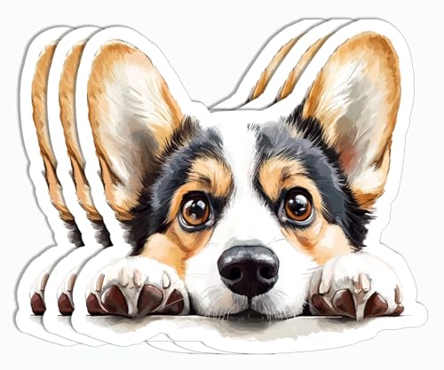 Set of three tri-color Corgi stickers for bottles and laptops