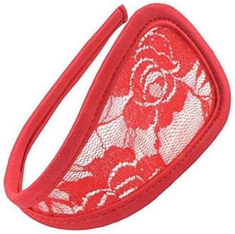 Women's Red Rose Mesh C-String Thong Underwear