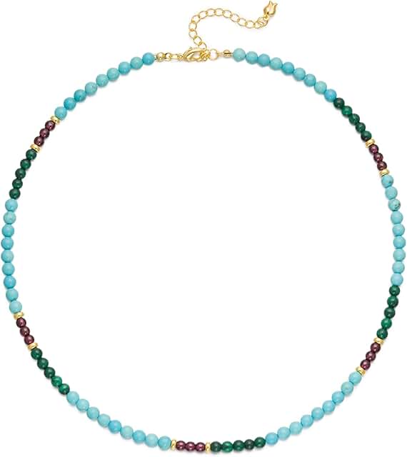Beaded Natural Stone Choker Necklace for Women
