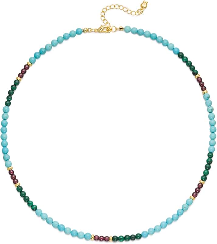 Beaded Natural Stone Choker Necklace for Women