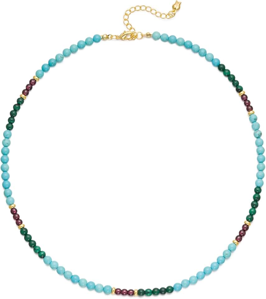 Beaded Natural Stone Choker Necklace for Women