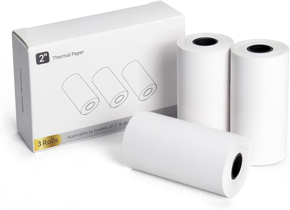 White self-adhesive thermal paper, 56mm x 4m, 3 rolls