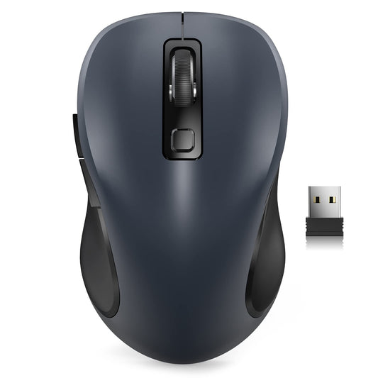 Wireless ergonomic mouse with adjustable DPI in grey