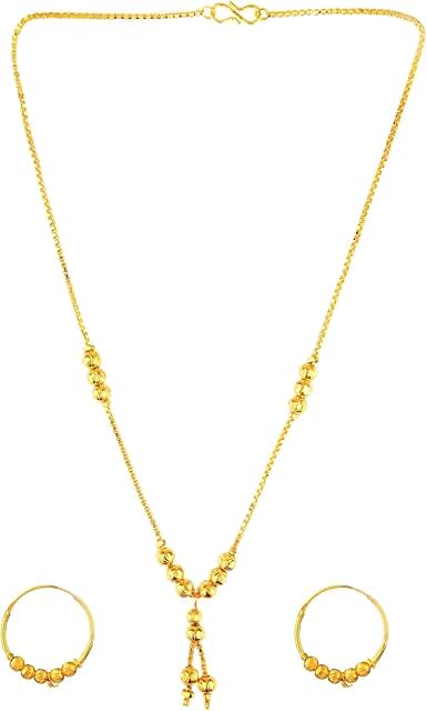 Indian Jewelry Set with Beaded Necklace and Hoop Earrings