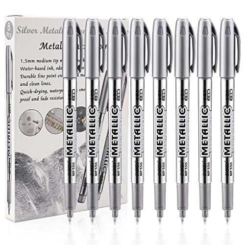 Silver fine point permanent marker set, 8-pack