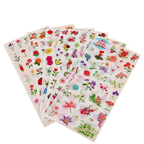 Set of 18 floral transparent stickers for planning and decorating
