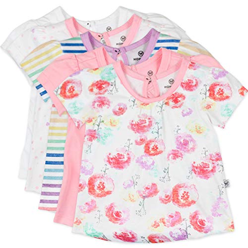 Cotton Puff Sleeve T-Shirt Multi-Packs, 5-Pack Rose Blossom, 0-3 Months