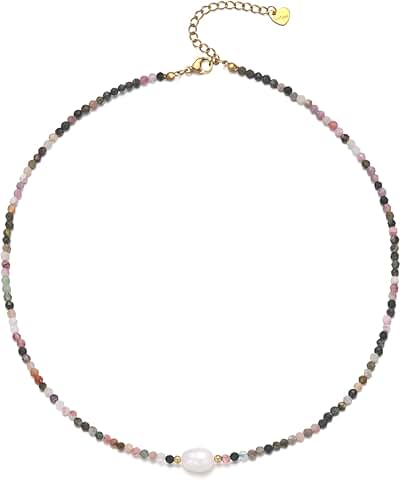 Colorful Crystal Beaded Necklace with Pearl for Women