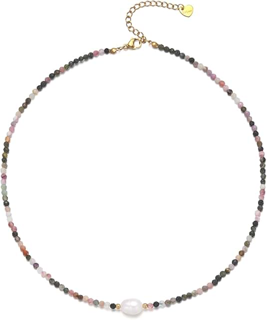 Colorful Crystal Beaded Necklace with Pearl for Women