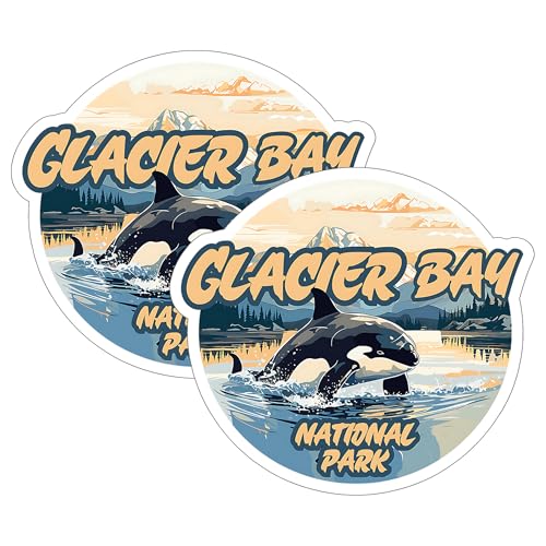 Glacier Bay National Park Alaska 4-Inch Waterproof Vinyl Stickers (2-Pack)
