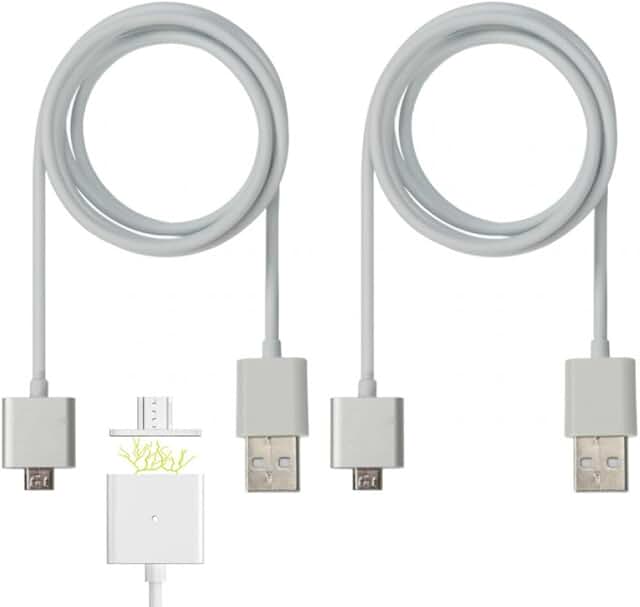Two Magnetic Micro USB Charging Cables with LED Light