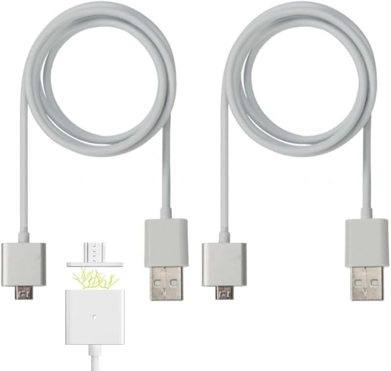 Two Magnetic Micro USB Charging Cables with LED Light