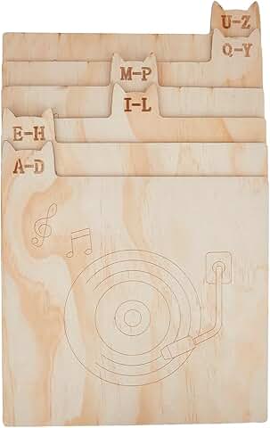 6-Piece Wooden Cat-Shaped Record Divider Set