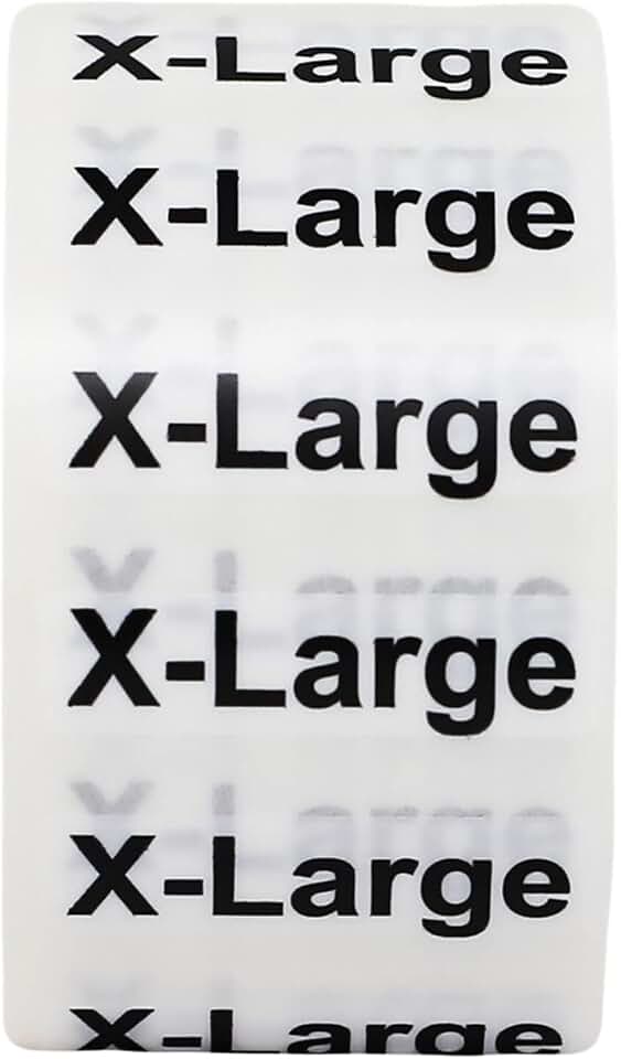 Large Clear Clothing Labels with Black Text, 125 Pack