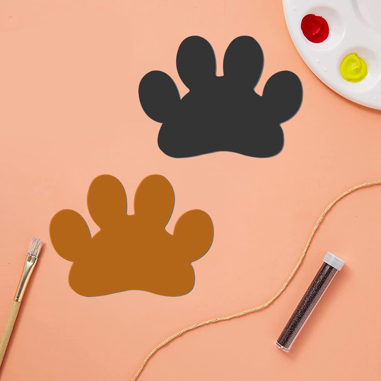 24pcs Wooden Dog & Cat Paw Shape Tags for Decorations