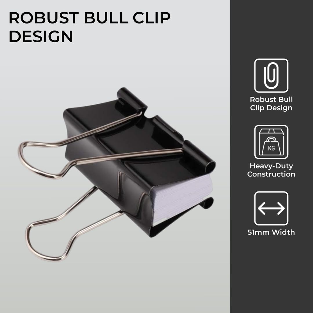 Large Black Jumbo Foldback Clips for Paper and Photos
