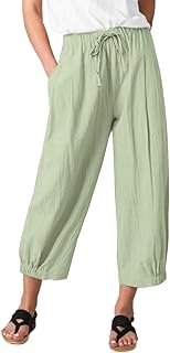 Women's Wide Leg Crop Pants with Pockets