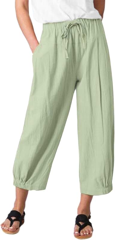 Women's Wide Leg Crop Pants with Pockets