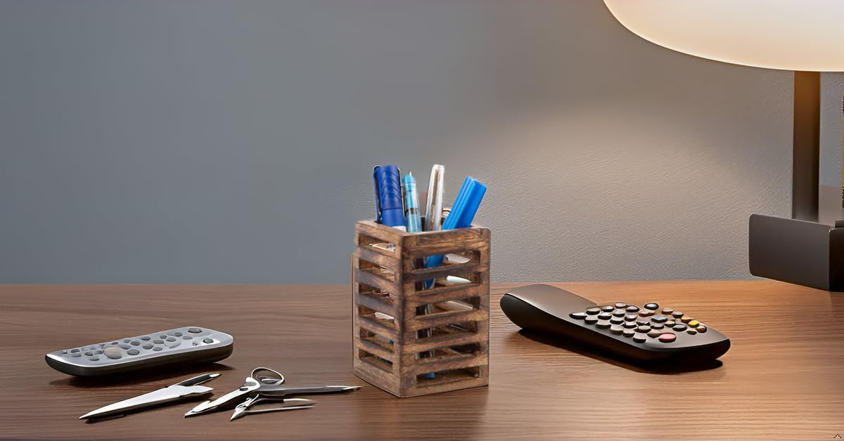 Handcrafted Wooden Pen and Pencil Organizer for Desk