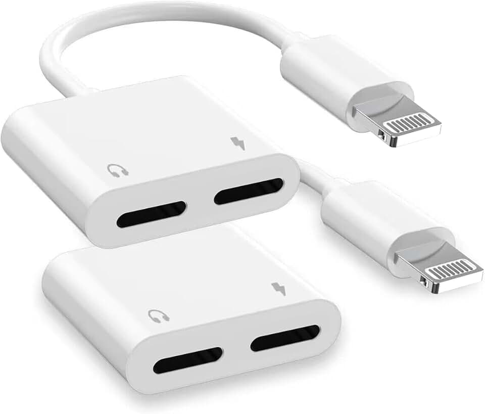Dual Lightning Splitter and Charger Adapter, 2 Pack