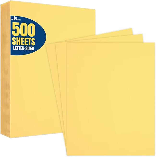 Yellow 8.5" x 11" Copy Paper, 20 lbs., 500 sheets