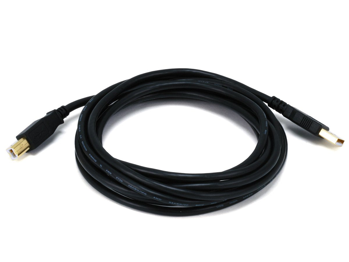 10ft Gold Plated 28/24AWG USB 2.0 A Male to B Male Cable