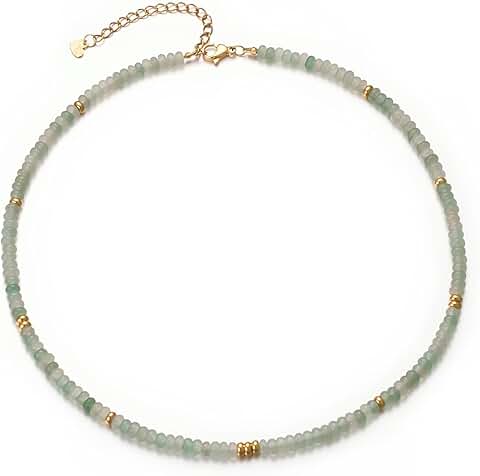 Natural Aventurine Beaded Necklace for Women, 38+6cm