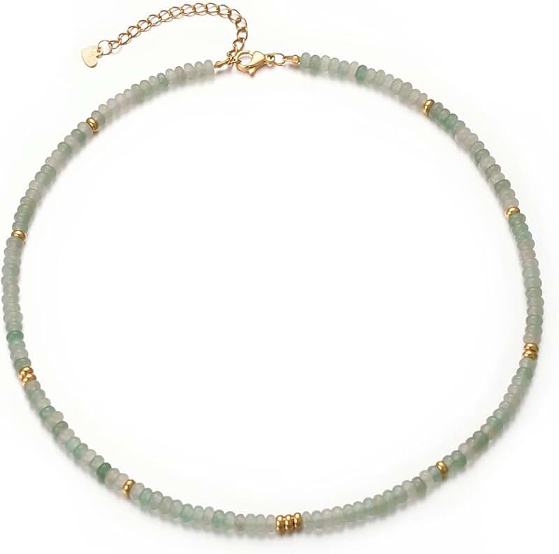 Natural Aventurine Beaded Necklace for Women, 38+6cm