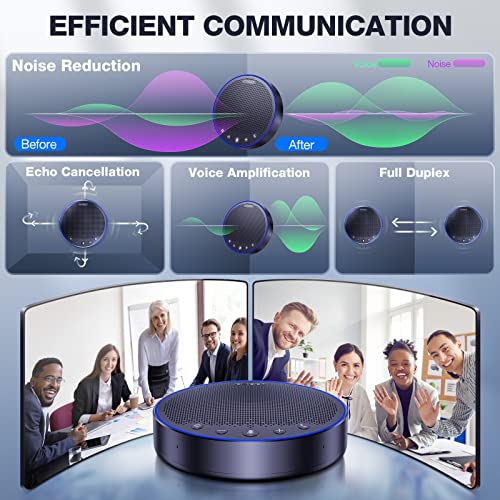 Bluetooth Speakerphone - M3 Conference Speaker w/ 4 AI Mics 360 Voice Pickup 18H Talk Time Daisy Chain for 20 People Noise Cancellation Reduction Full Duplex Conference Microphone