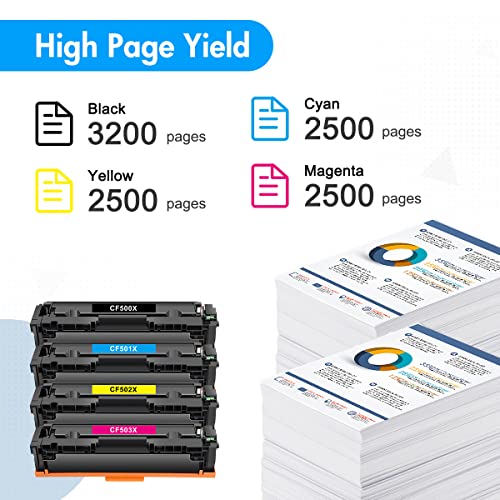 202X 202A Toner Cartridge 4 Pack Compatible Replacement for HP 202X 202A CF500A CF500X Color Pro MFP M281fdw M281cdw M254dw M254nw M281fdn M254 M281 High Yield Printer Ink (Black Cyan Magenta Yellow)