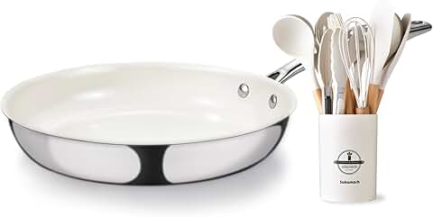 Ceramic Nonstick Frying Pan and Silicone Utensil Set
