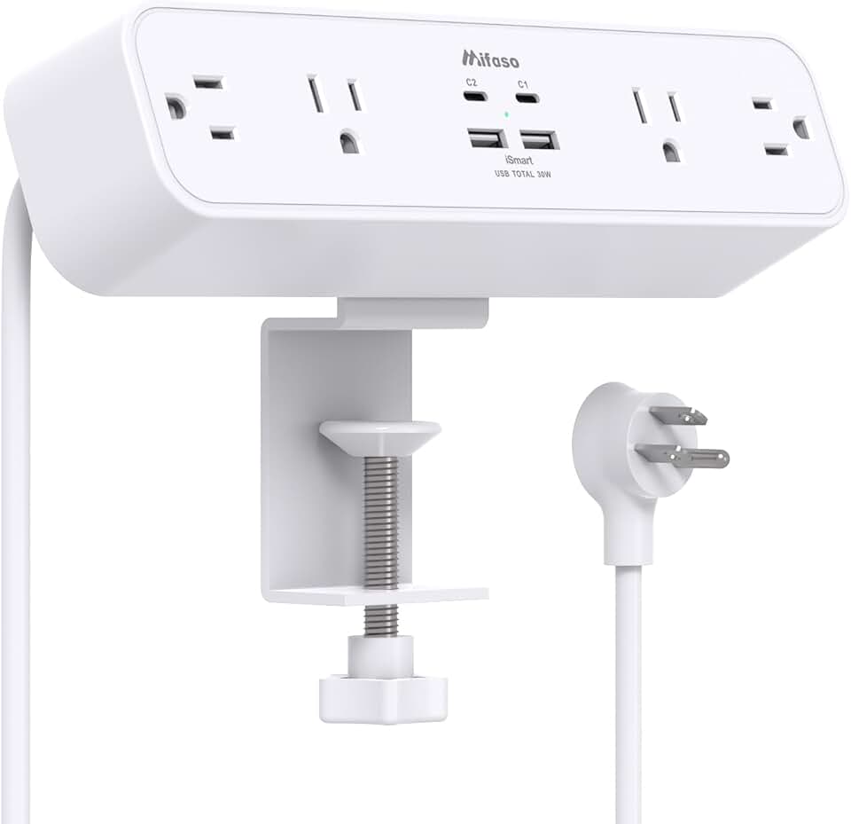 Desk Clamp Power Strip with USB and Outlets