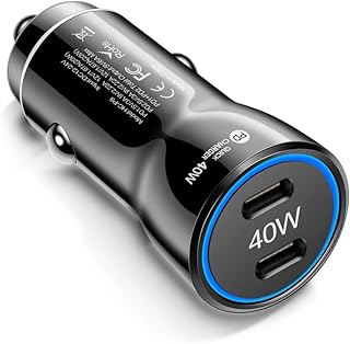 40W Dual USB-C Car Charger for Phones and Tablets