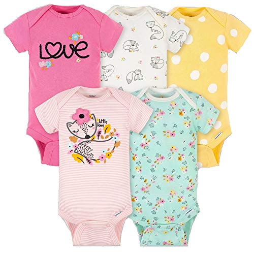 Baby 5-Pack Variety Onesies Bodysuits (Girls Multi Fox, 0-3 Months)