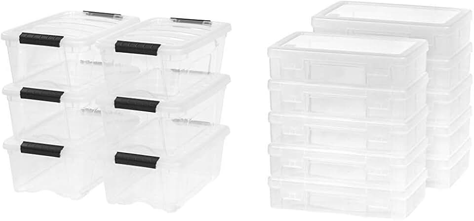 12 Quart Clear Stack and Pull Storage Box Set
