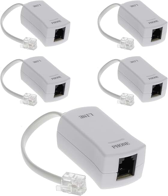 5-Pack DSL Phone Filters for Interference and Noise