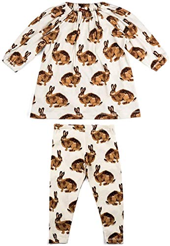 Infant and Toddler  Cotton Long-Sleeve Dress and Legging Set - Bunny (3-6 Months) White