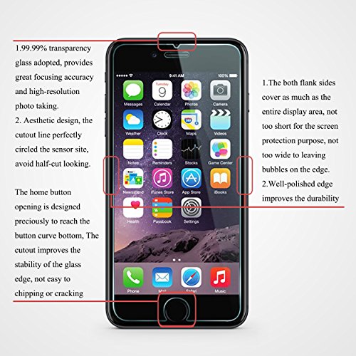 0.33mm Screen Protector Compatible for iPhone 8,7,6s,6, 4.7-Inch, 3 Pack 2.5D Edge Tempered Glass,Case Friendly