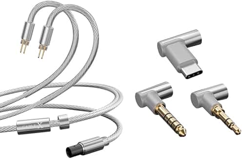 Silver-Copper Alloy Headphone Upgrade Cable with Three Interchangeable Plugs