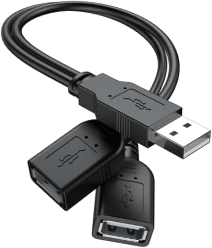 2025 Upgraded USB 2.0 A Male to 2 USB Female Y Splitter Cable