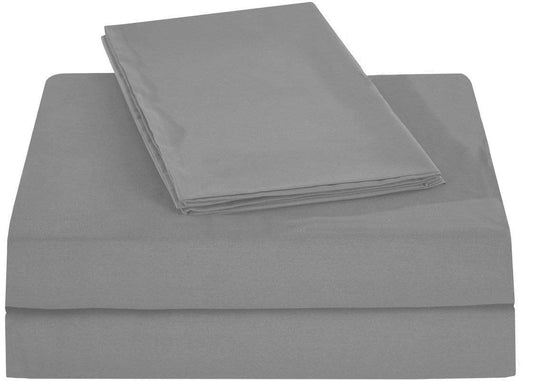 600--TC Luxurious Sheet 100% Pure 1 Piece Top Sheet/Flat Sheet Full Size Silver Grey Solid