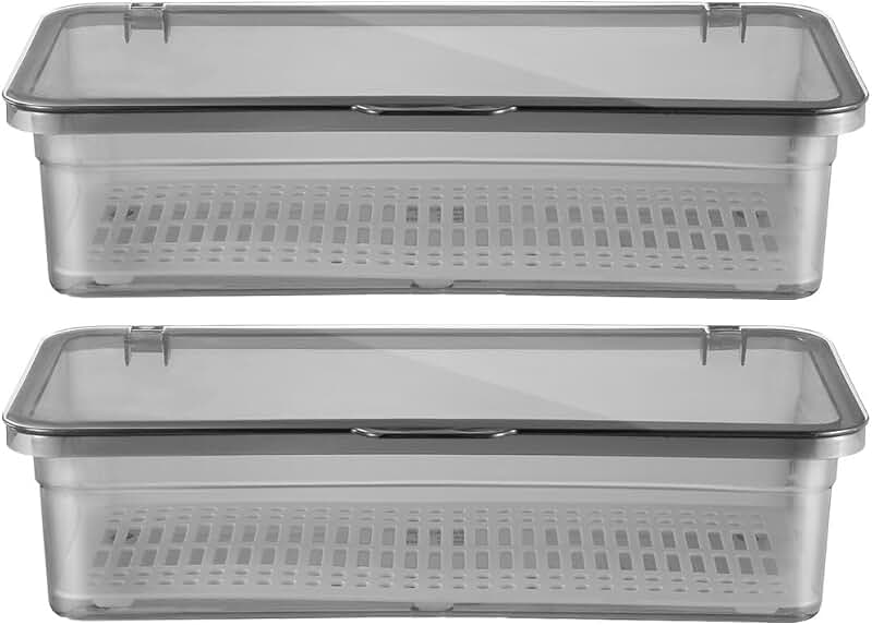 Silverware Organizer with Lid, 28x12.6cm, Grey