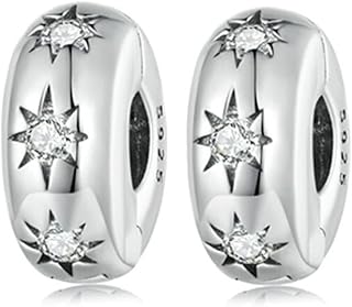 Two Sterling Silver Blue and White Crystal Charm Spacers