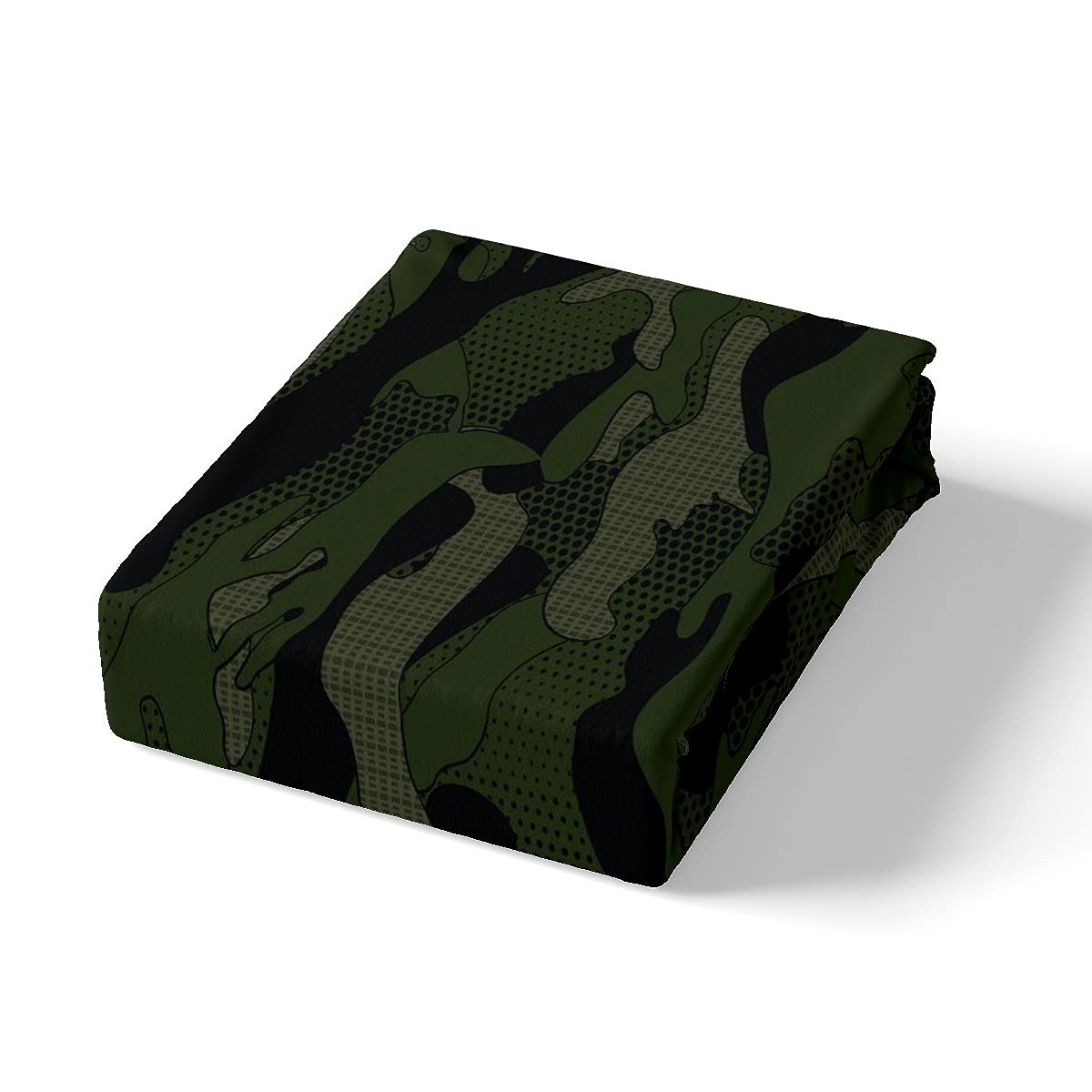 Boys Army Green Bed Sheets Camouflage Military Kids Bed Set Colors Shapes Art Geometry Sheet Set Teens Green Black Sheets 4Pcs Queen Size