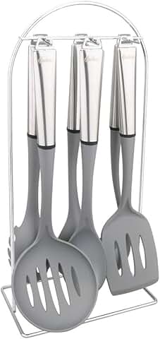 Six-piece nylon and steel utensil set